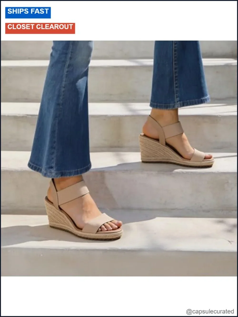 Espadrille Wedge Platform Sandals with Elastic Ankle Straps, PU Insole, Slip